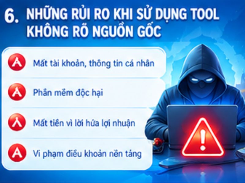 Những rủi ro khi sử dụng tool nổ hũ không rõ nguồn gốc